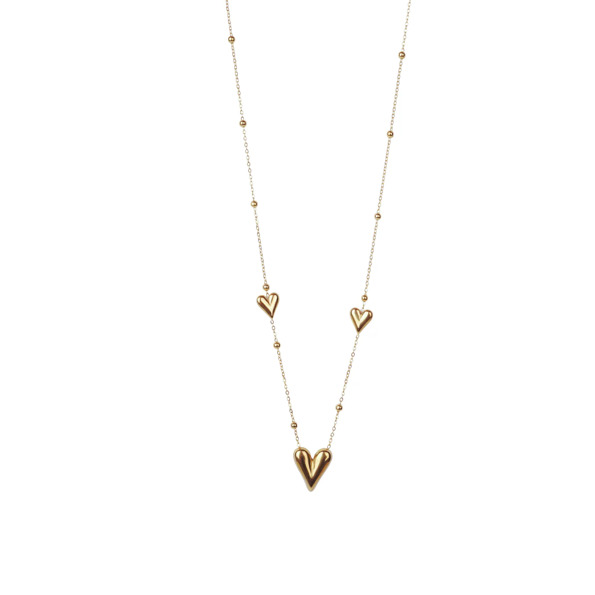 [NK-017] Petite triple heart Beaded Chain