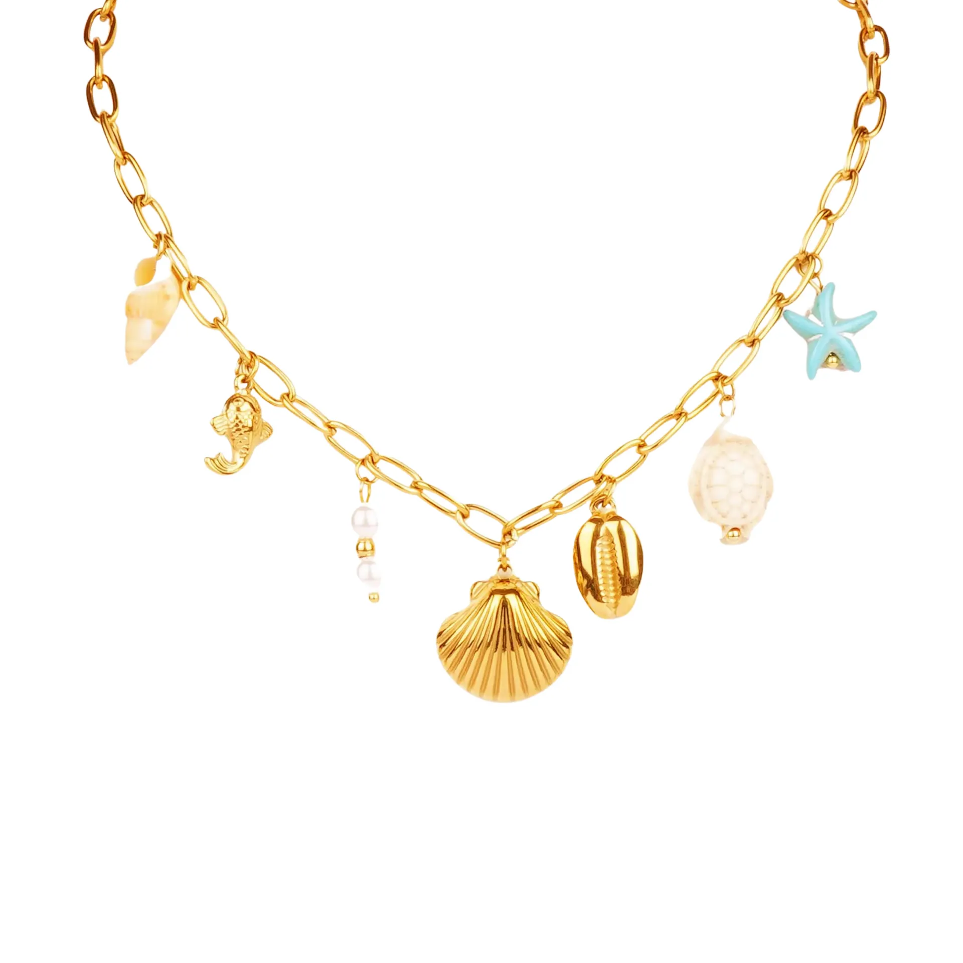 [NK-035] Gilded Mermaid Charm Strand